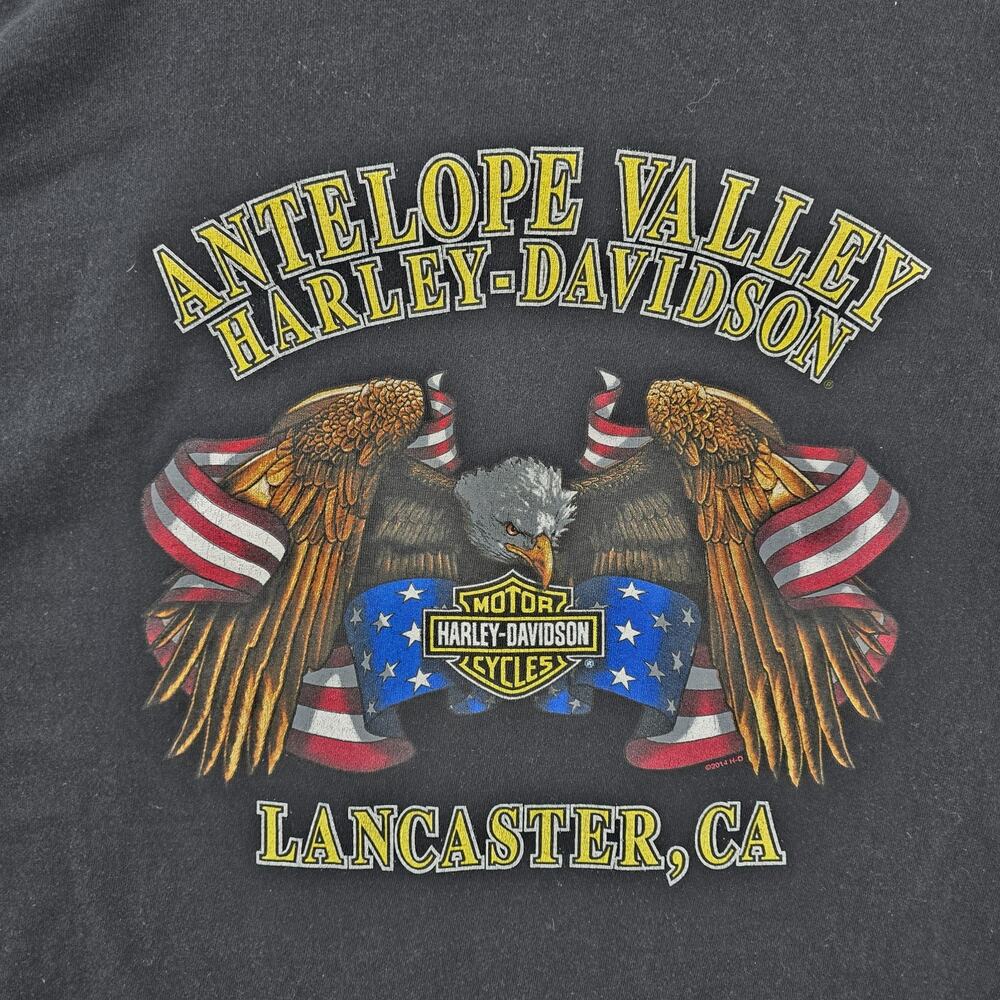 Harley Davidson Shirt Mens XXL Black Eagle Motorcycle Lancaster Ca Biker Y2K - Picture 12 of 14